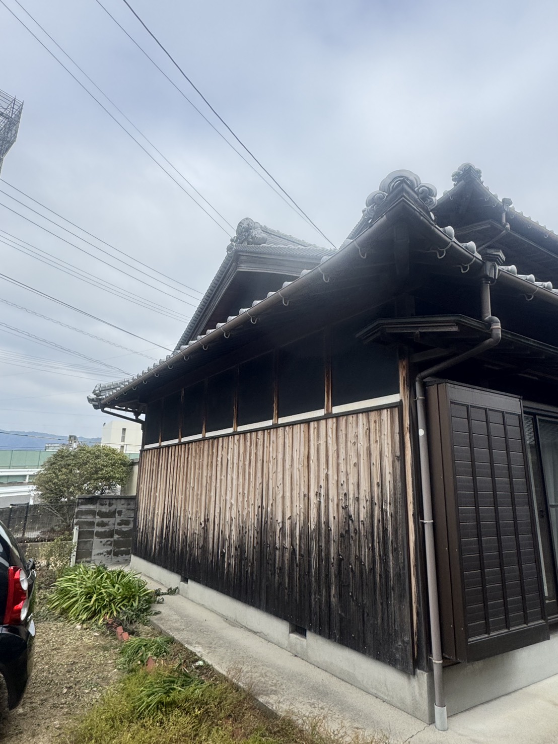 木製外壁の塗装施工前